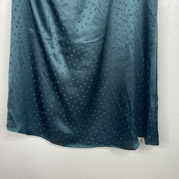 NEW Madewell 100% Silk One Shoulder Ruffle Dress sz 8 Green - Picture 3 of 8